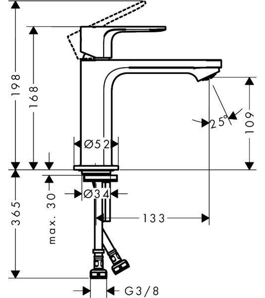 Hansgrohe Rebris S baterie lavoar stativ negru 72520670