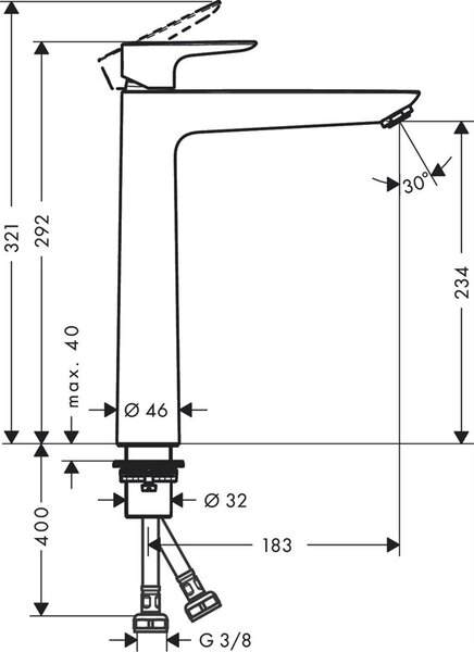 Hansgrohe Talis E baterie lavoar stativ negru 71717340