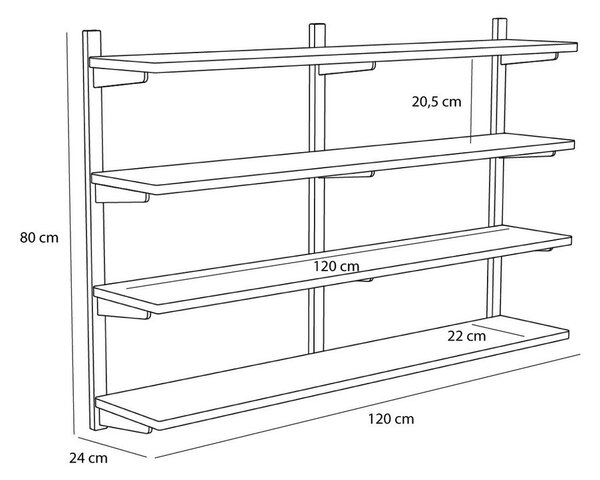 Raft în culoare naturală etajat cu aspect de lemn de stejar 120 cm Long – Hübsch