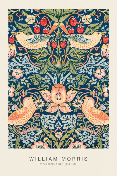 Artă imprimată Strawberry Thief (Special Edition Classic Vintage Pattern) - William Morris, (26.7 x 40 cm)