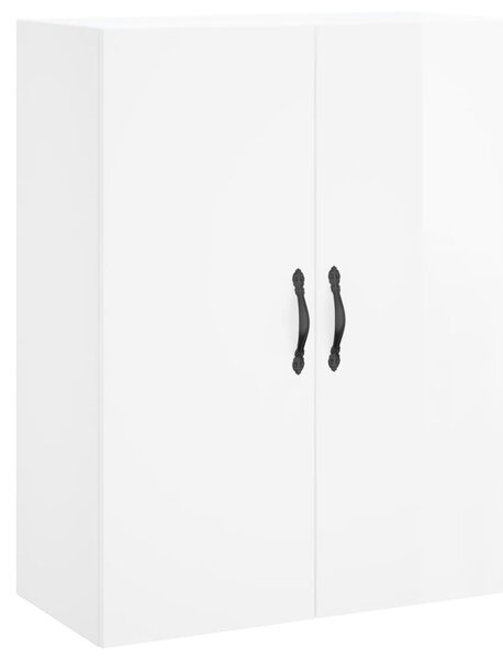 Dulap cu montaj pe perete, alb extralucios, 69,5x34x90 cm