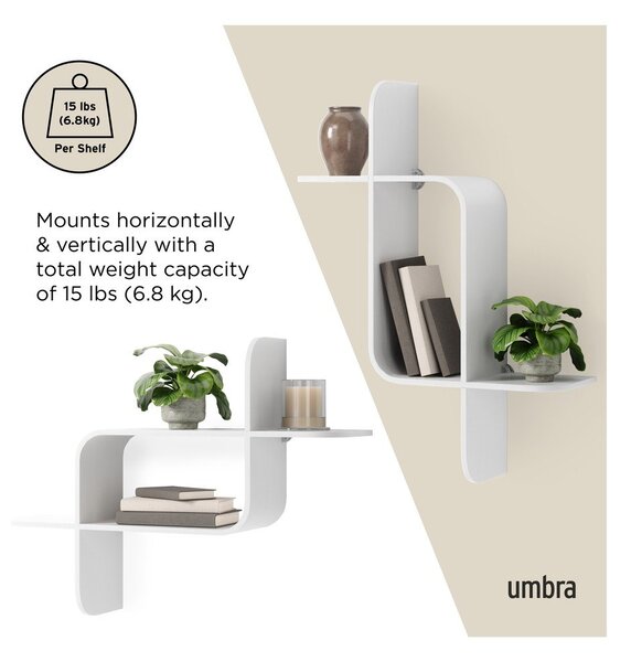 Raft alb etajat din lemn de arbore de cauciuc 62 cm Montage – Umbra