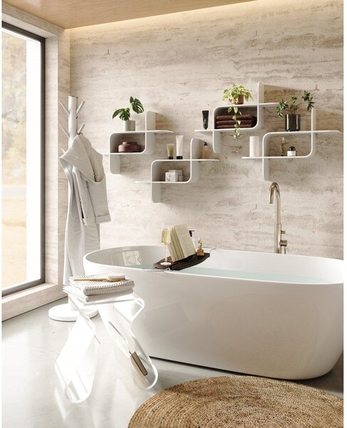 Raft alb etajat din lemn de arbore de cauciuc 62 cm Montage – Umbra