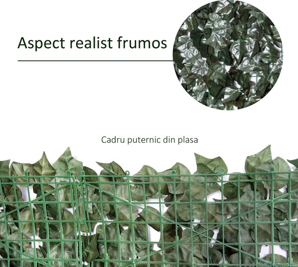 Outsunny Gard Viu Artificial pentru Balcon și Grădină din PE Anti-UV, 240x100 cm, Verde Închis | Aosom Romania