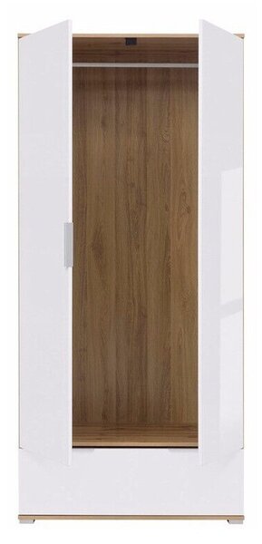 Dulap Tivetra 111, Alb lucios, Stejar Wotan, 195x91x57cm, 68 kg, Uși dulap: Cu balamale