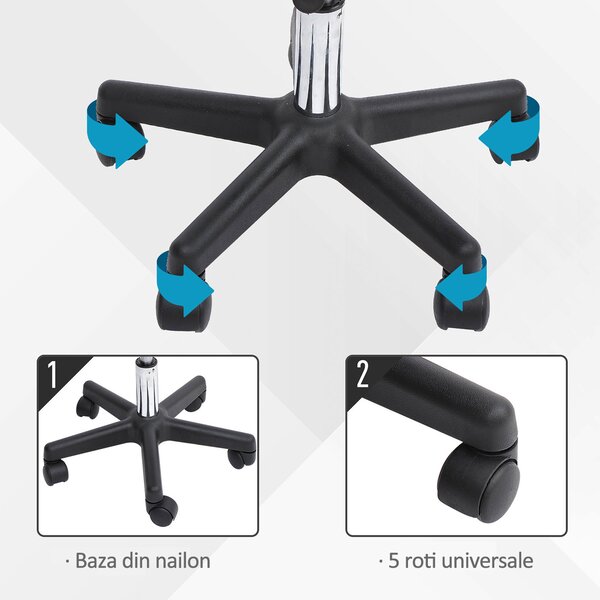 Taburet de Bar HOMCOM cu spatar inalt sezut capitonate, inaltime reglabila, tapiterie din piele ecologica, Max.sarcina 136kg alb | Aosom Romania