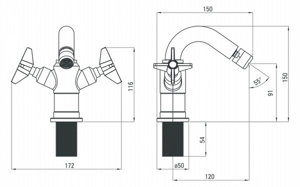 Temisto baterie bideu finisaj crom BQT031D