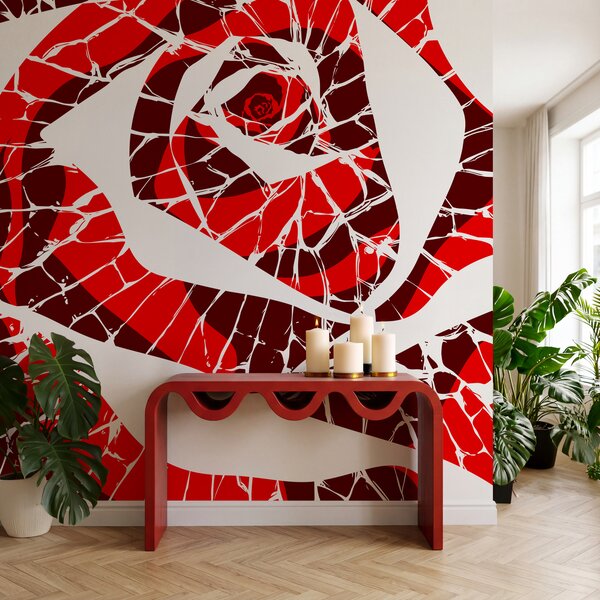 Fototapet Model în spirală roșu și alb, Fototapet abstracte, Fototapet populare, t01035 - Tapeko.ro