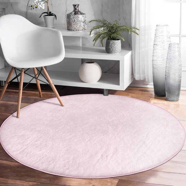 Covor rotund roz deschis lavabil adecvat și pentru aspiratoare robot ø 120 cm Comfort – Mila Home