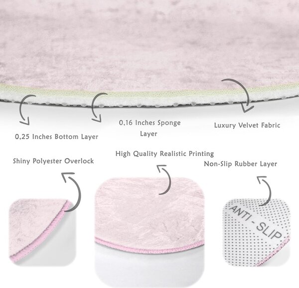 Covor rotund roz deschis lavabil adecvat și pentru aspiratoare robot ø 120 cm Comfort – Mila Home