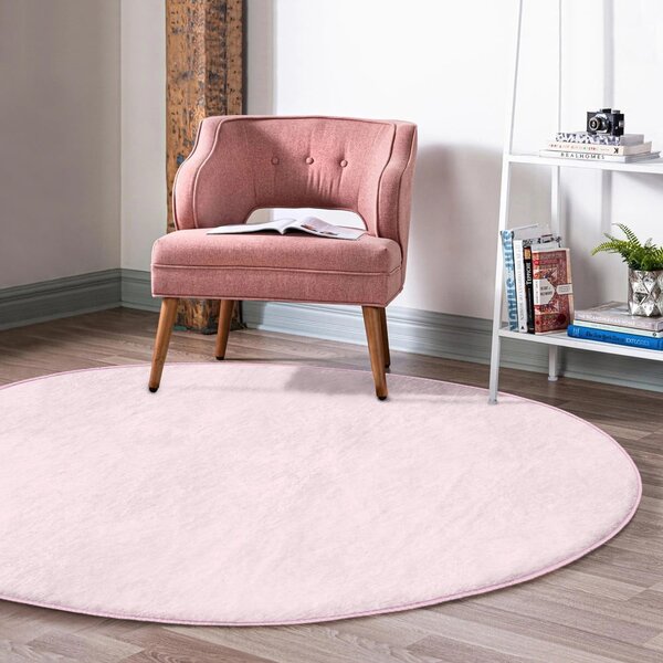 Covor rotund roz deschis lavabil adecvat și pentru aspiratoare robot ø 120 cm Comfort – Mila Home