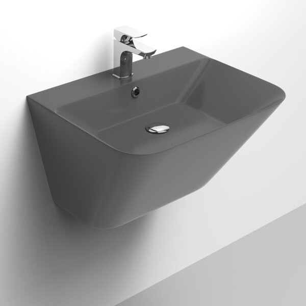 Lavoar Celesta Coral, 55 x 45 x 35 cm, monobloc cu semi-piedestal, ceramica, antracit