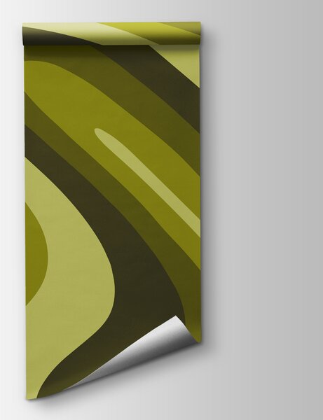 Fototapet Linii ondulate verzi și galbene, Fototapet abstracte, Fototapet populare, w03971v2 - Tapeko.ro