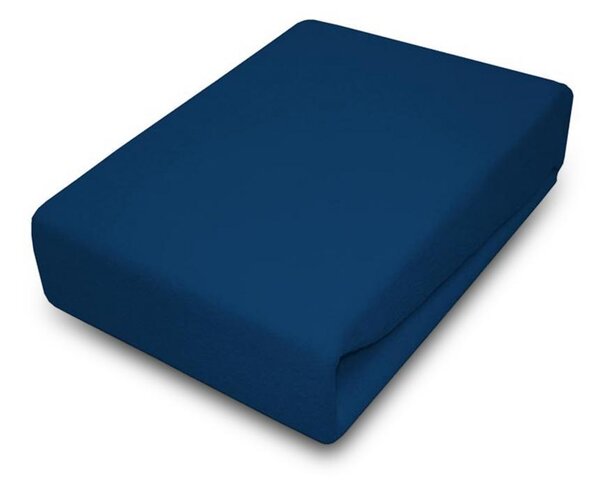 Cearșaf BUMBAC albastru închis cu bandă elastică 90 x 200