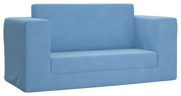 Canapea extensibilă de copii cu 2 locuri, albastru, pluș moale