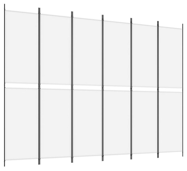 Paravan de cameră cu 6 panouri, alb, 300x220 cm, textil