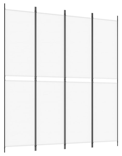 Paravan de cameră cu 4 panouri, alb, 200x220 cm, textil