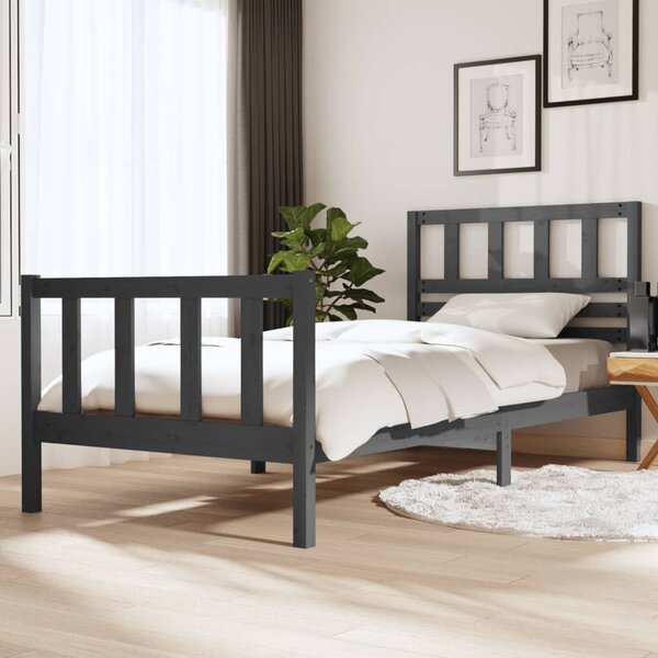 Cadru de pat, gri, 100x200 cm, lemn masiv