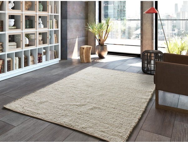 Covor bej țesut manual din bumbac 120x170 cm Reimagine – Universal