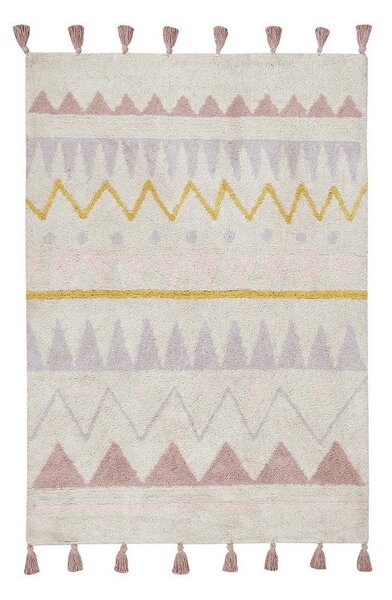 Covor pentru copii roz/crem lavabil/țesut manual din bumbac 120x160 cm Azteca Vintage Nude – Lorena Canals