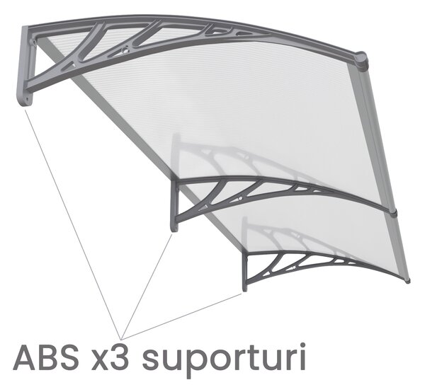 Copertină PREMIUM 150x120 cm, placă 6 mm dintr-o bucată – Gri/Transparent