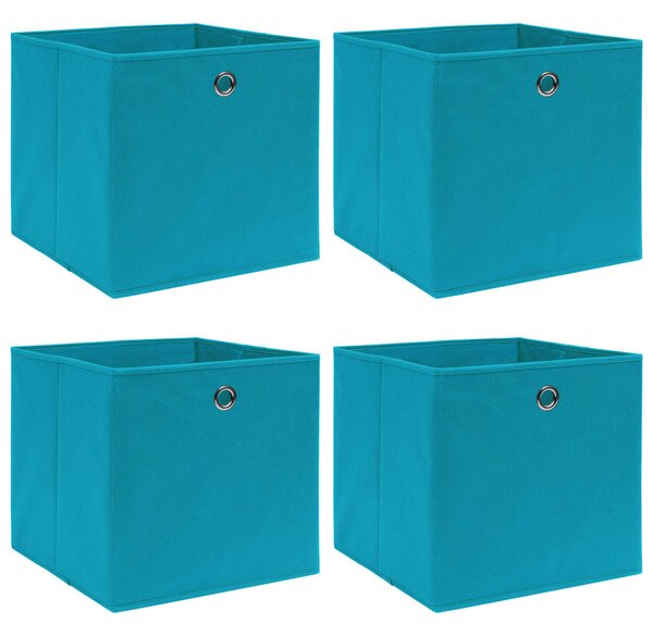 Cutii de depozitare, 4 buc., bleu, 32x32x32 cm, textil