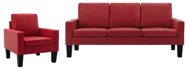 Set de canapele, 2 piese, roșu, piele ecologică