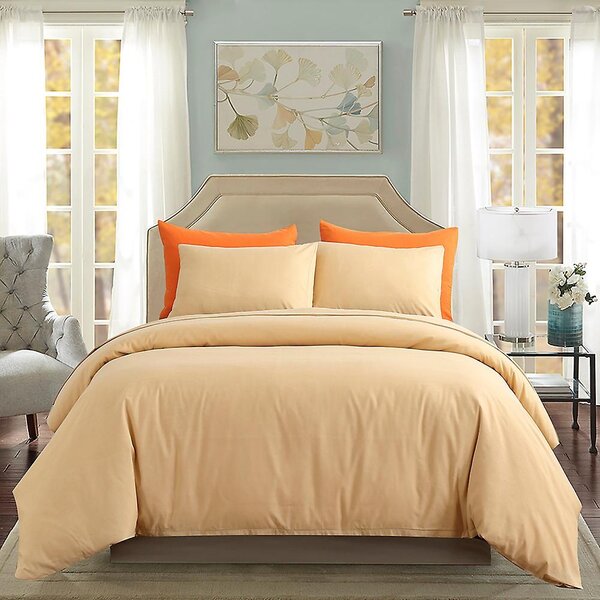Lenjerie de pat matrimonial Premium Ranforce uni beige / 200x220 cm dimensiune standard