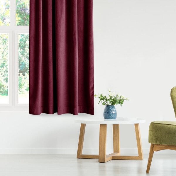 Draperie burgundy dimout (semi-opacă) din catifea 140x245 cm Eyelets – Restilo