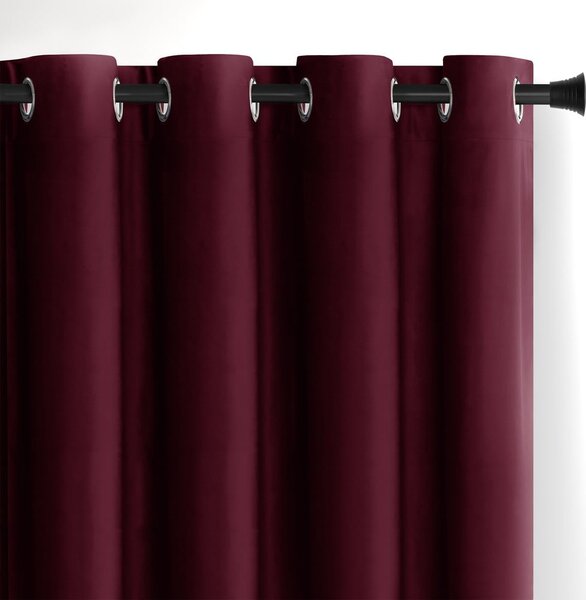 Draperie burgundy dimout (semi-opacă) din catifea 140x245 cm Eyelets – Restilo