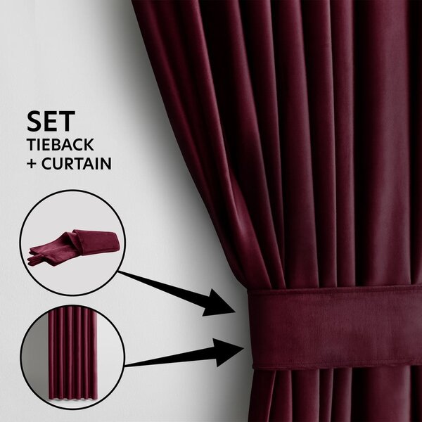 Draperie burgundy dimout (semi-opacă) din catifea 140x245 cm Eyelets – Restilo