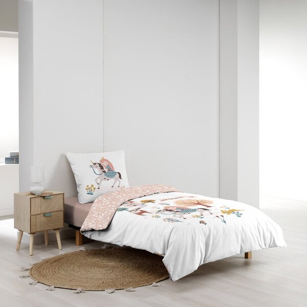 Lenjerie de pat pentru copii albă-roz din bumbac pentru pat de o persoană 140x200 cm Lilibelle – douceur d'intérieur