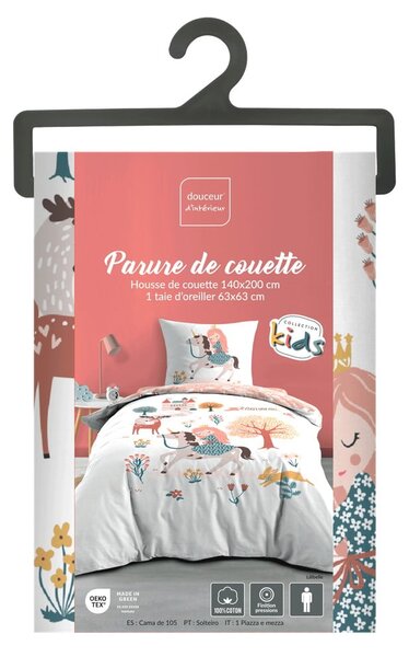 Lenjerie de pat pentru copii albă-roz din bumbac pentru pat de o persoană 140x200 cm Lilibelle – douceur d'intérieur