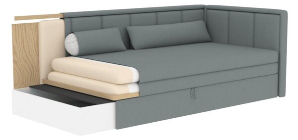 Canapea gri închis extensibilă/cu spațiu de depozitare cu tapițerie din chenille 214 cm Fulgeo – ELTAP