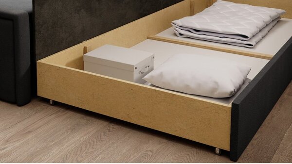 Canapea gri închis extensibilă/cu spațiu de depozitare cu tapițerie din chenille 214 cm Fulgeo – ELTAP