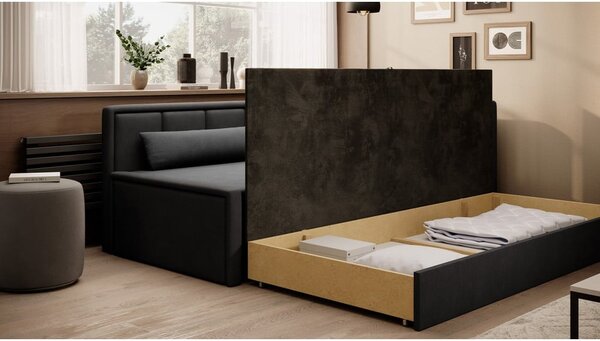 Canapea gri închis extensibilă/cu spațiu de depozitare cu tapițerie din chenille 214 cm Fulgeo – ELTAP