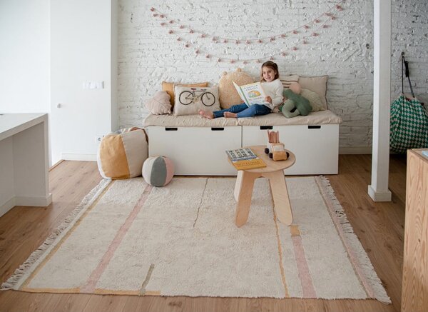 Covor roz/crem lavabil/țesut manual din bumbac 140x200 cm Lanes Vintage Nude – Lorena Canals