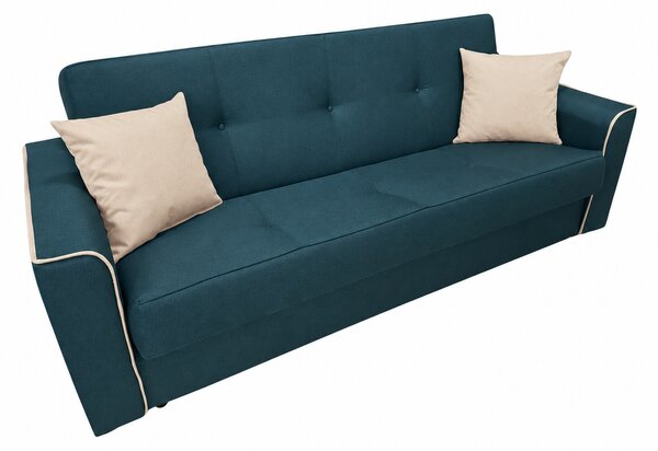Canapea VERA extensibila, 3 locuri, lada de depozitare, stofa albastru + crem, 225x90x90 Albastru, Stofa