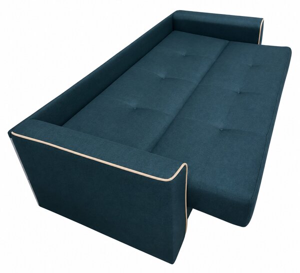 Canapea VERA extensibila, 3 locuri, lada de depozitare, stofa albastru + crem, 225x90x90 Albastru, Stofa