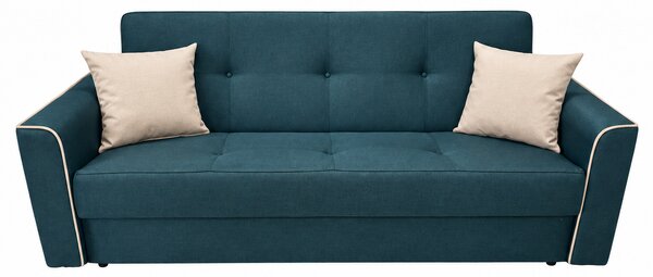 Canapea VERA extensibila, 3 locuri, lada de depozitare, stofa albastru + crem, 225x90x90 Albastru, Stofa