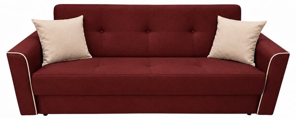 Canapea VERA extensibila, 3 locuri, lada de depozitare, stofa rosu+crem, 225x90x90 Rosu, Stofa