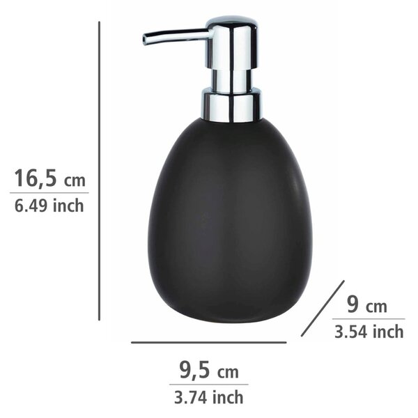 Dozator din ceramică pentru săpun Wenko Polaris, negru mat