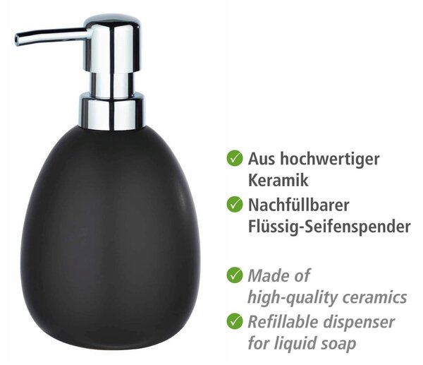 Dozator din ceramică pentru săpun Wenko Polaris, negru mat