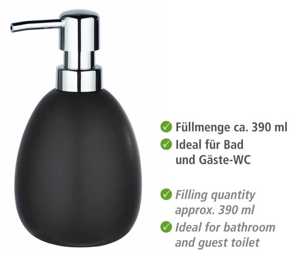 Dozator din ceramică pentru săpun Wenko Polaris, negru mat