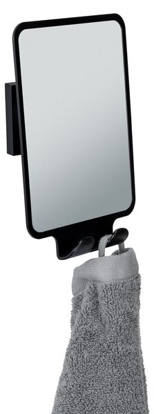 Oglindă cosmetică cu cuier 14x19.5 cm Quadro Black – Wenko