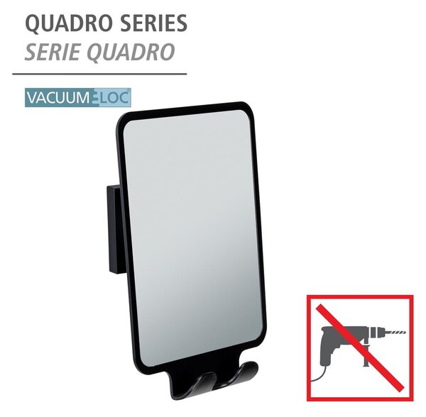 Oglindă cosmetică cu cuier 14x19.5 cm Quadro Black – Wenko