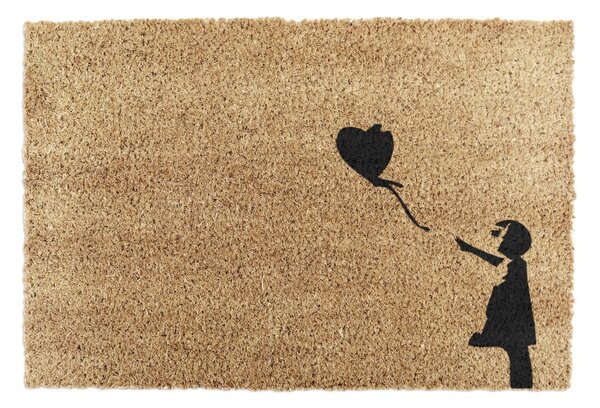Covoraș de intrare din fibre de nucă de cocos 40x60 cm Girl With a Ballon – Artsy Doormats