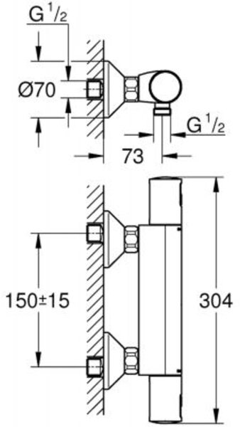 Grohe Precision baterie de duș perete cu termostat negru 345942430