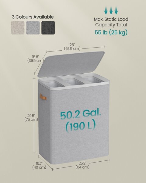 Cos de rufe Songmics Gri 64x40x75 cm