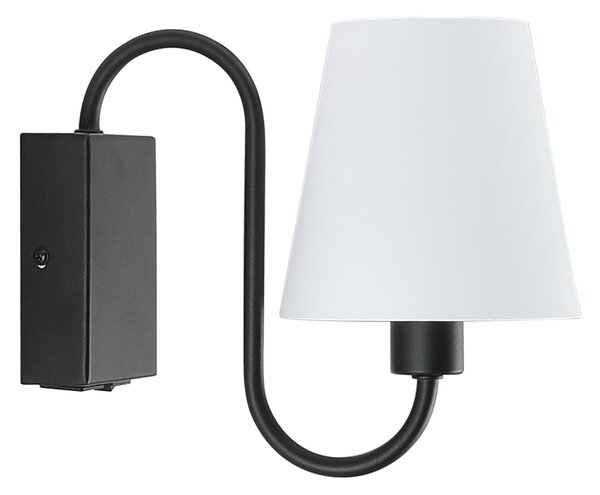 Aplica Perete Classic Klausen AP1 B 20.1x24x13 cm, Corp Iluminat Interior Stil Country, Metal Negru cu Abajur Alb, Soclu E14, Design Elegant Retro
